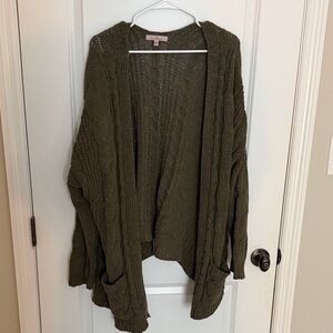 Love Tree Khaki Cable Knit Cardigan
